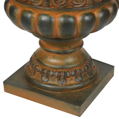 Classic Weathered Brown 18" MgO Urn Planter for Outdoor Elegance