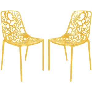 LeisureMod Devon Modern Aluminum Outdoor Stackable Dining Chair Set of 2 - 1 of 4