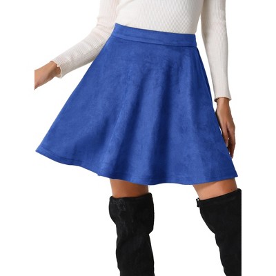 INSPIRE CHIC Women's Basic Faux Suede Flared Casual Mini Skater Skirt