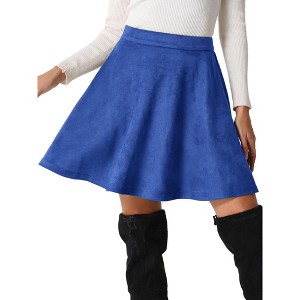 INSPIRE CHIC Women's Basic Faux Suede Flared Casual Mini Skater Skirt - 1 of 4