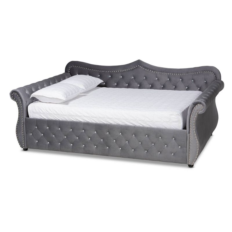 Abbie Velvet Fabric Upholstered Crystal Tufted Daybed - Baxton Studio, 1 of 10