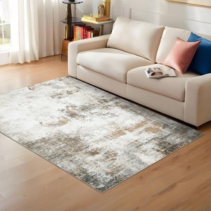Washable Living Room Rug Non Slip Low Pile Area Rug Soft Foldable Accent Carpet for Bedroom Home Office Dining Room - 1 of 4