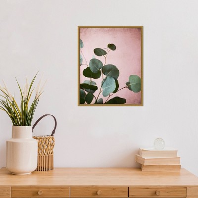 Sage Eucalyptus Framed Canvas Wall Art with Gold Frame