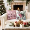 Christmas Throw Pillow Covers 18x18 Inch Set of 4, Scottish Tartan Plaid Snowman Reindeer Winter Pink - 3 of 4