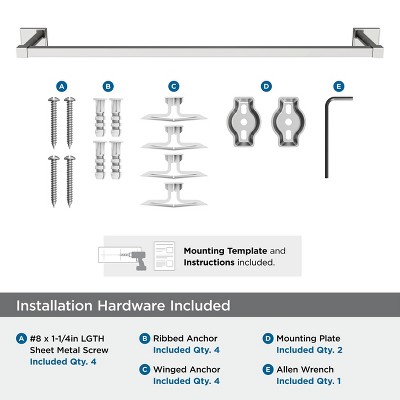 Chrome 24 Inch Wall Mounted Towel Bar