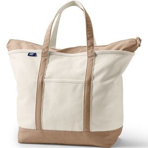 Lands' End Zip Top Canvas Tote Bag - 1 of 4