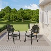 CLIHOME Outdoor Patio Flower Shaped Backrest Hollow Cast Aluminum Dining Chair(Set of 2) - 2 of 4