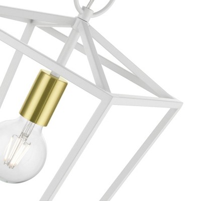 White Glass and Brass 16" Indoor/Outdoor Lantern Pendant