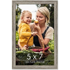 PosterPalooza | 5x7 Thin Barnwood Picture Frame, UV Acrylic, 2 Finishes - Grey and Black - 1 of 4