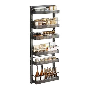 6-Layer Carbon Steel Door Hanging Basket Layered Storage Rack Bathroom Supplies Bedroom Door Behind The Hole-Free Wall-Mounted Gap Storage Rack - 1 of 4