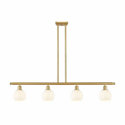 White Venetian - 4 Light Stem Hung Island In Modern Style-9 Inches Tall and 48 Inches Wide