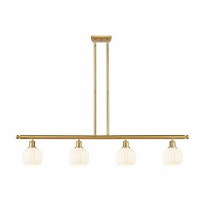 White Venetian - 4 Light Stem Hung Island In Modern Style-9 Inches Tall and 48 Inches Wide - 1 of 1