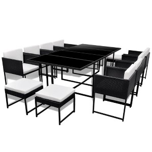 vidaXL Outdoor Dining Set Black, White - 1 of 4