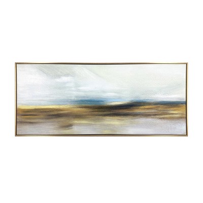 HomeRoots The Horizon Gold Floater Frame Painting Wall Art