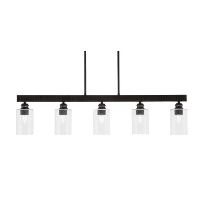 Toltec Lighting Edge 5 - Light Island Pendant Light in  Espresso with 4" Clear Bubble Shade