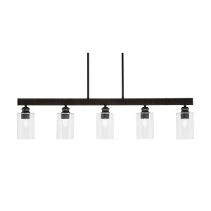 Toltec Lighting Edge 5 - Light Island Pendant Light in  Espresso with 4" Clear Bubble Shade - 1 of 1