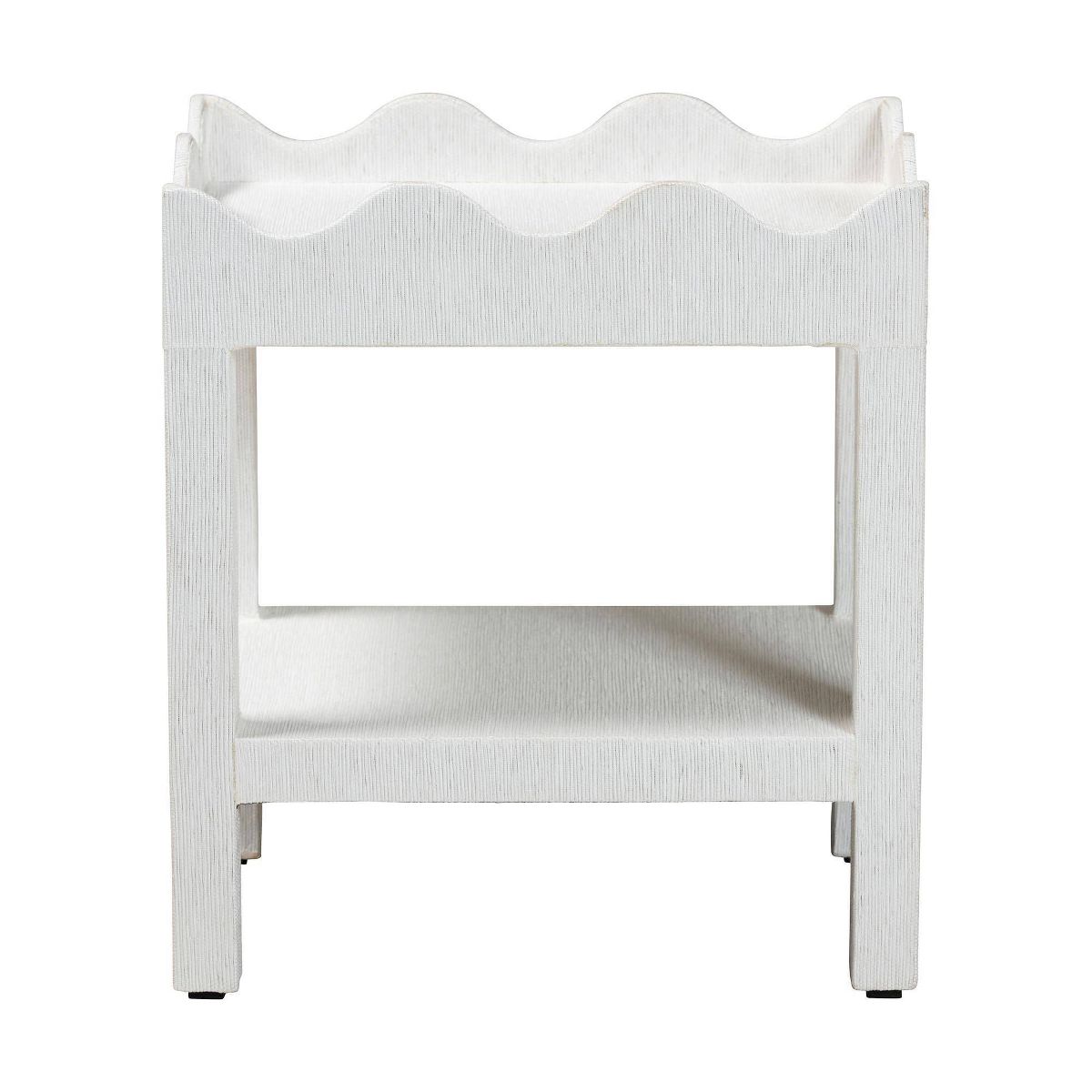 bali & pari Sebastian Grasscloth Scalloped End Table White - thumbnail 2