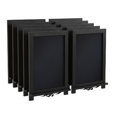 Merrick Lane Set of 10 Wall Mount or Tabletop Magnetic Chalkboards with Folding Metal Legs in Whitewashed, 12 x 17