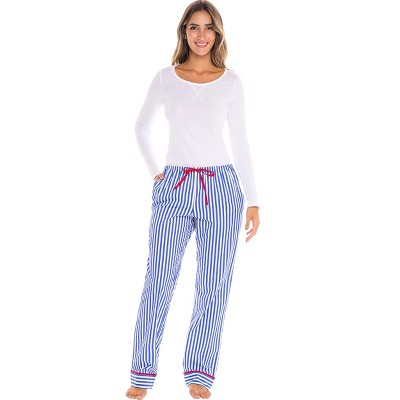 ADR Women's 100% Cotton Pajamas, Long Knit Top Woven Bottom Pj Set