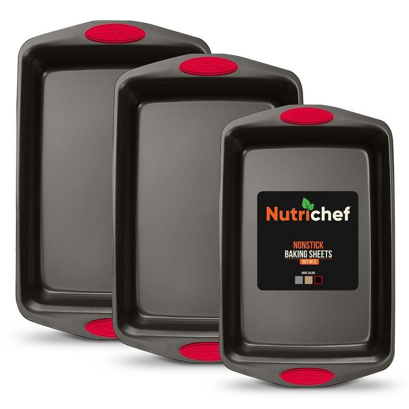 NutriChef 3-Piece Baking Pan Set - Stackable, Nonstick Black Coating Carbon Steel Bakeware, 1 of 4
