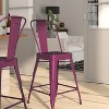 Merrick Lane 24" Metal Indoor-Outdoor Counter Stool with Vertical Slat Back and Integrated Footrest - 4 of 4