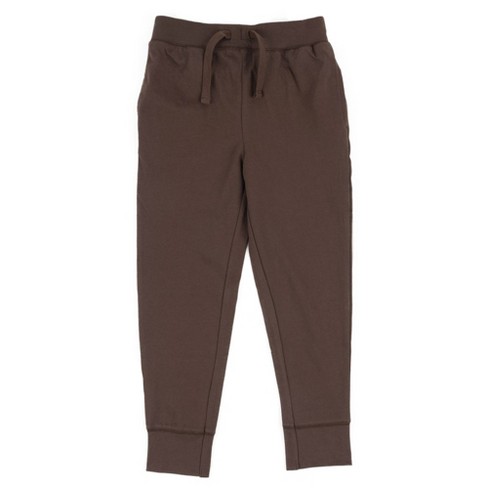 Leveret Kids Drawstring Pants Cotton Brown 10 Year