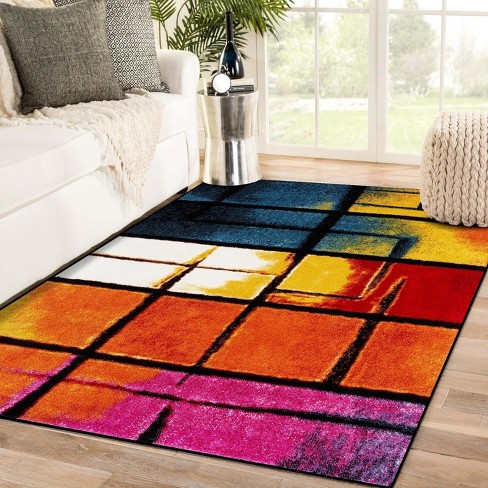 Luxe Weavers Modern Abstract Art Red 4x5 Area Rug : Target