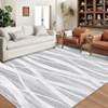 Machine Washable Area Rug Modern Non Slip Rug Foldable Stain Resistant Low Pile Wave Distressed Design Indoor Carpet for Bedroom Office Nursery - 2 of 4