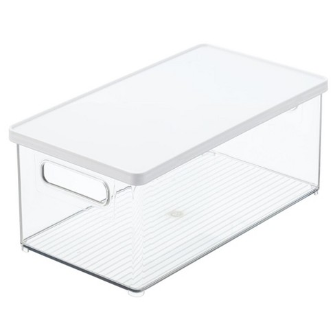 Mdesign Plastic Stackable Storage Container Bin Box Removable Lid Clear White Target