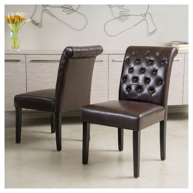 Set of 2 Palermo Tufted Dining Chair Brown - Christopher Knight Home, 5 of 6