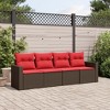 vidaXL 4 Piece Patio Sofa Set with Cushions Brown Poly Rattan - 2 of 4