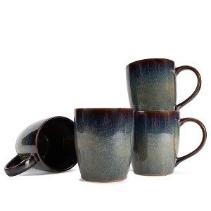 Elanze Designs Reactive Glaze 17 ounce Ceramic Curved Body Mugs Set of 4, Cascade Brown - 1 of 4
