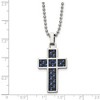Black Bow Jewelry Stainless Steel, Black & Blue Carbon Fiber Cross Necklace, 20 Inch - 3 of 4