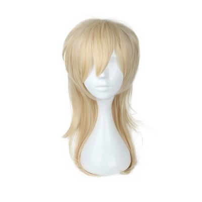 Unique Bargains Women's Wigs 18" Light Gold Tone with Wig Cap