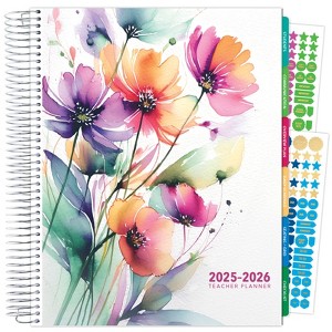 Global Printed Products Deluxe Teacher AY 2025-2026 Planner - 8.5"x11" (Rainbow Floral) - 1 of 4