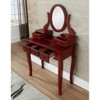 Roundhill Furniture Ashley Wood Make-Up Vanity Table and Stool Set, Cherry - 4 of 4