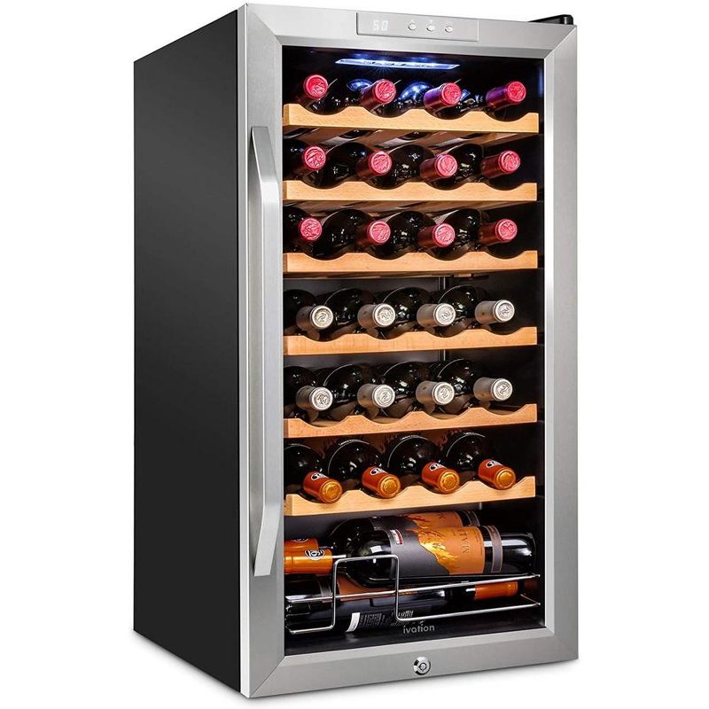 Ivation 28 Bottle Wine Cooler Fridge, Compressor Refrigerator W/Lock, 1 of 8