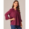 Seta T Women's V Neck Solid Pintuck Double Ruffle 3/4 Sleeve Lightweight Casual Top - 2 of 4