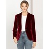 INSPIRE CHIC Women's Office Solid Shawl Collar Jetted Pockets One Button Velvet Blazer - 2 of 4