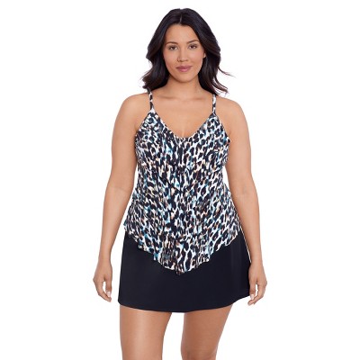 Women's Trimshaper Rachel Tankini Swimsuit Top - Leopard In The Mist