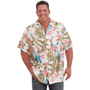 KingSize Men's Big & Tall Printed Camp Shirt - 1 of 4