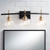 360 Lighting Modern Wall Light Sconce Black Gold Hardwire 27" 3-Light Fixture Clear Glass Globe for Bedroom Bathroom Vanity Home - 2 of 4