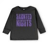 Haunted Nights Block Distressed - Youth Long Sleeve Graphic T-Shirt - 2 of 4