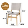 QingMoon Stackable Dining Chairs Set of 2, Linen Fabric Upholstered Kitchen Chairs with Solid Wood Frame for Dining Room, Living Room - 4 of 4