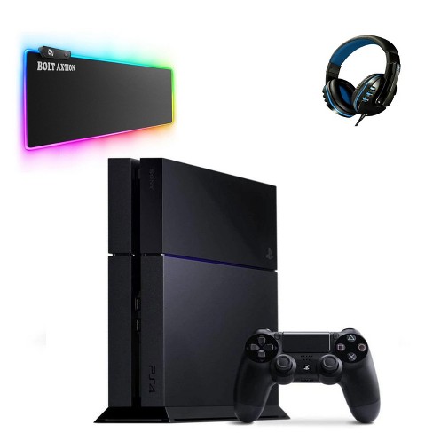 Sony PlayStation 4 Original 500GB Black Gaming Console + RGB Mouse Pad With  Wired Gaming Headset Manufacturer Refurbished