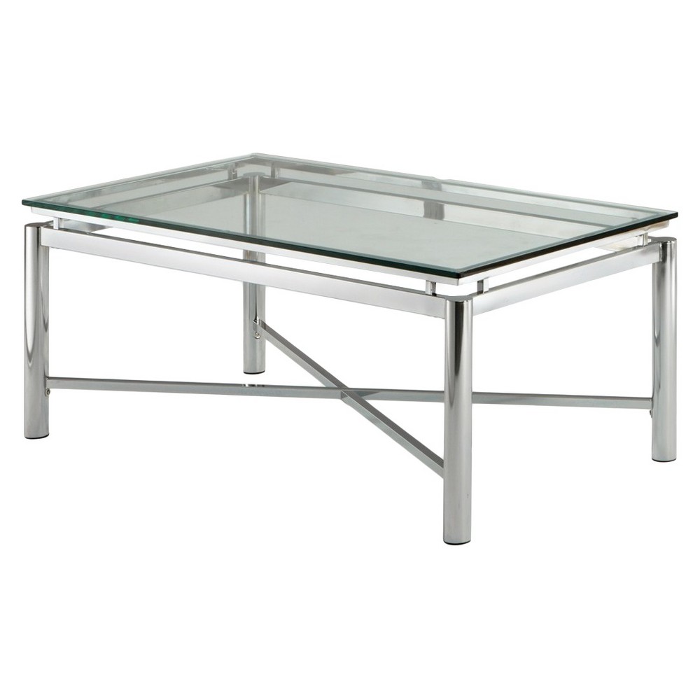 Photos - Coffee Table Nova Cocktail Table Chrome and Glass - Steve Silver