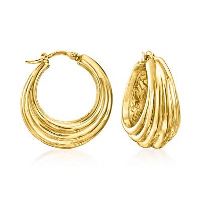 Ross-Simons Italian 14kt Yellow Gold Fluted Hoop Earrings