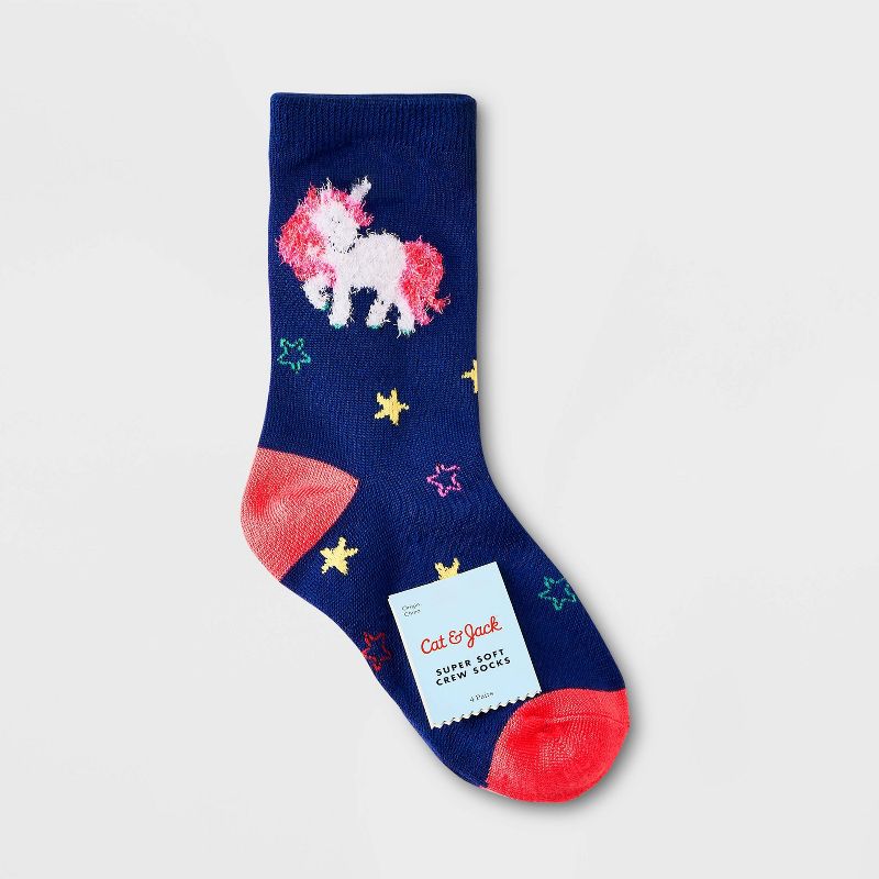 Girls' 4pk Super Soft Unicorn Crew Socks - Cat & Jack™, 3 of 5