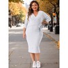 Agnes Orinda Women's Plus Size Elegant Back Slit V Neck Long Sleeve Wrap Sweater Midi Dresses - 3 of 4