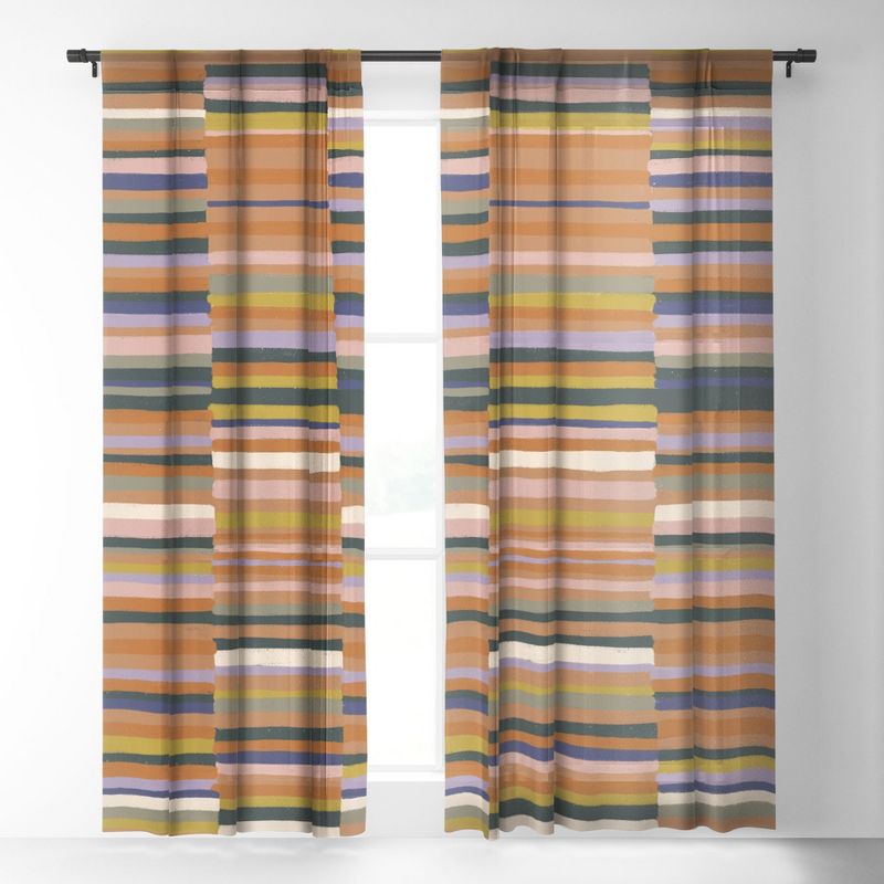 Gigi Rosado Brown striped pattern Set of 2 Panel Sheer Window Curtain - Deny Designs, 3 of 7
